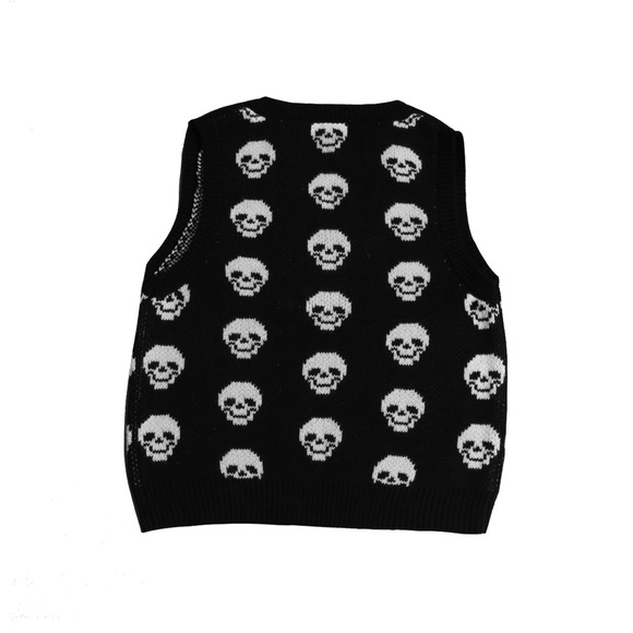 No Boundaries V-Neck Skull Print Sweater Vest Size M - Picture 2 of 7